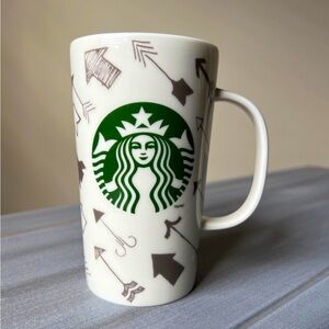 2014 STARBUCKS Tall Mug Arrows With Heart Custom/Special Valentines Day 16 oz.